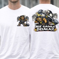 Koszulka męska S street gym, nadruk DTF przód + tył biała T-shirt fit