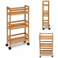 REGAŁ ŁAZIENKOWY NA KÓŁKACH BAMBUSOWY 3 PÓŁKI KUCHENNY ORGANIZER