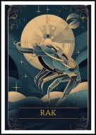 A2 GRANATOWY PLAKAT ZNAK ZODIAKU RAK KOSMOS GALAKTYKA, DO DOMU NA PREZENT