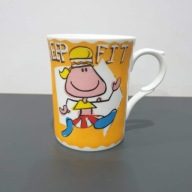 Kubek, angielska porcelana kostna „Wake Up / Keep Fit” – Anglia