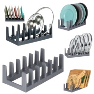 ORGANIZER STOJAK KUCHENNY DO SZUFLADY SZARY NA POKRYWKI I TALERZE 6 MIEJSC