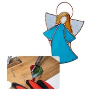 Witraż ANIOŁEK Tiffany 12×8 cm ręcznie robiony, unikatowy prezencik