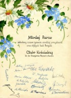 Telegram ślubny Poznań Chór Kościelny autografy ręcznie malowany