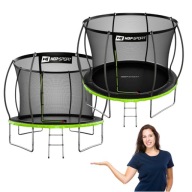 TRAMPOLINA Z SIATKĄ WEWNĘTRZNĄ DYNIA 10FT 305 CM CZARNO-ZIELONA XXL