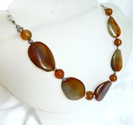 Duże agaty w kolorze jesieni, piękny naszyjnik