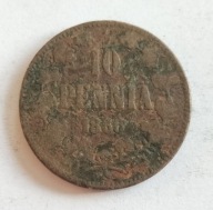 moneta Finlandia pod okupacją 10 pennia 1866 car Aleksander II (3)