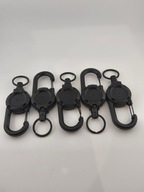 Karabińczyk z Linką Teleskopową 60cm Brelok EDC 5szt Czarny