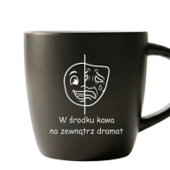 W Środku Kawa Na Zewnątrz Dramat Kubek Czarny Mat Białe Wnętrze