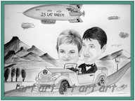 Karykatury ze zdjęcia A4 na rocznicę ślubu ręcznie rysowana ołówkiem