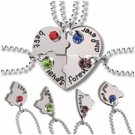 Damski Naszyjnik Przyjaźni przyjaciółek 4szt serca Best Serce BFF Srebrny