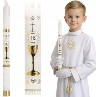 ŚWIECA DO PIERWSZEJ KOMUNII ŚWIĘTEJ KOMUNIJNA GROMNICA RĘCZNIE ZDOBIONA