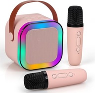 Zestaw Mini Karaoke Bluetooth Głośnik LED RGB K12 2xMikrofon Bezprzewodowy