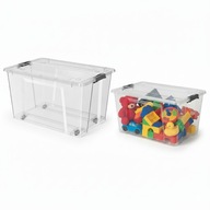 Duży Pojemnik plastikowy do przechowywania 50L duży organizer z pokrywką