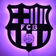 FC Barcelona Obraz Drewniany Herb Piłkarski Prezent Lampka Nocna LED