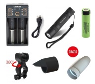 ZESTAW LATARKA NA ROWER CONVOY S2+ T6-4C + NCR 18650 DASZEK UCHWYT DYFUZOR