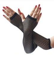 Długie rękawiczki siatkowe kabaretki rock punk steam goth czarne R010