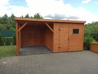Domek narzędziowy ogrodowy drewniany z altaną "Mediolan" 6m x 3m