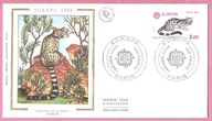 Francja 1986, FDC fauna las, żeneta, JEDWAB