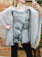 Italia bluzka koszula koszulka tunika top nietoperz jedwab silk seta r L