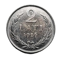 2 lati (łatów) z 1926 r. Została wybita mennicy The Royal Mint w Londynie