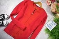 jak NOWY ! czerwony WYSZCZUPLAJĄCY elastyczny sweterek-ŻAKIET na zamek r.44