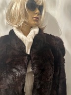 Futerko brązowe kurtka futro naturalne ciemny brąz