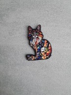 Pin przypinka broszka kot kotek witraż mazaika