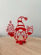 DEKORACJA BOŻONARODZENIOWA SKRZAT ŚWIĄTECZNY GNOM Z PREZENTEM I CHOINKĄ