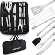 AKCESORIA DO GRILLA ZESTAW SZCZYPCE PRZYBORY ZE STALI NIERDZEWNEJ ETUI 9w1