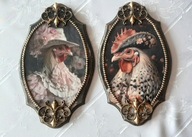 2 ozdobne zawieszki koguty w strojach