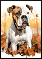 A2 59,4x42 PLAKAT OBRAZ PIES BULDOG AMERYKAŃSKI JESIEŃ DO POKOJU NA PREZENT