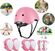 OCHRANIACZE NA ROWER ROLKI HULAJNOGĘ KOLANA RĘCE ŁOKCIE KASK DLA DZIECI RÓŻ
