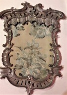 XVIII wieczna tkanina w rokokowej ramie.