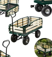 WÓZEK OGRODOWY RĘCZNY TRANSPORTOWY STAL SZEROKIE OPONY MATA ODPORNY 300 KG
