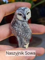 Płomykówka Naszyjnik sowa rękodzieło żywica epoxydowa boho rzeźba handmade