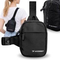 Mini saszetka na ramię wodoodporna dwukomorowa na telefon unisex - czarna