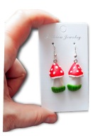 KOLCZYKI Z MODELINY FIMO MUCHOMOREK