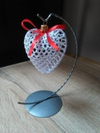 Bombki szydełkowe serca 9cm, Boże Narodzenie