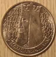 10 ZŁ ZŁOTYCH 1964 KAZIMIERZ WIELKI - NAPIS WKLĘSŁY, PIĘKNY STAN