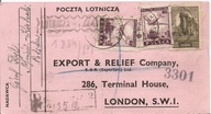 KIELCE -LONDYN -pokwitowanie wysyłki leków -1946 rok poczta lotnicza