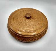 drewniany pojemnik szkatuła Vintage - ręczna praca - rzeźba