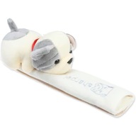 Nakładka Na PAS BEZPIECZEŃSTWA Dla Dzieci PLUSZOWA Szary Pies BULLDOG Biały