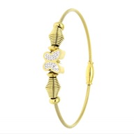 61769 Bransoletka sztywna złota stal chirurgiczna motyl