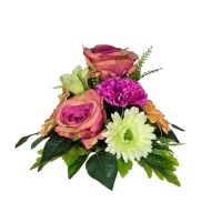 Stroik nagrobny mała Wiązanka Wiosenna różowo pomarańczowa różyczki