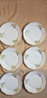 KPM Wałbrzych 6 talerzy obiadowych żółte chryzantemy