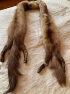 DAMSKI, DŁUGI, EFEKTOWNY SZAL Z NATURALNEGO FUTRA - VINTAGE - 150 CM