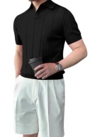 Męska Koszulka Polo Old Money ze Stójką – Wiskoza - Czarna