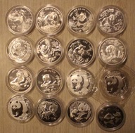 PANDA 32 x 10 YUAN JUAN 1989 - 2022 CHINY PANDA 1 OZ, 30 GR, PIĘKNY ZESTAW