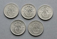 SZWECJA 25 ORE 1963-1972 GUSTAW VI ADOLF B.ŁADNE ZESTAW 5 SZT.