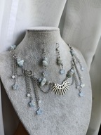 Naszyjnik fairycore - niebieskie gwiazdki - stal, szkło, rękodzieło